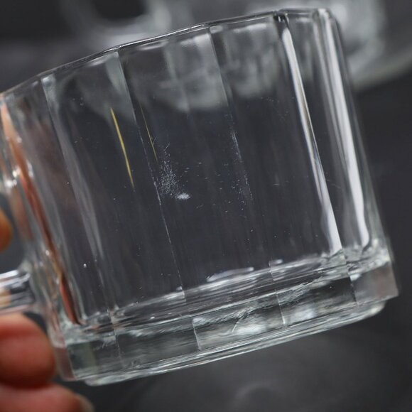 Bormioli Italy Rocco Clear Panel Glass Espresso/Coffee Cup & Saucer Set of 6 - Picture 7 of 14